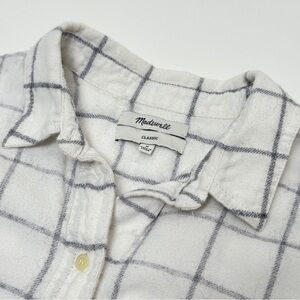 Madewell Ex-Boyfriend Flannel | Cotton and Wool | Cream and Gray Windowpane